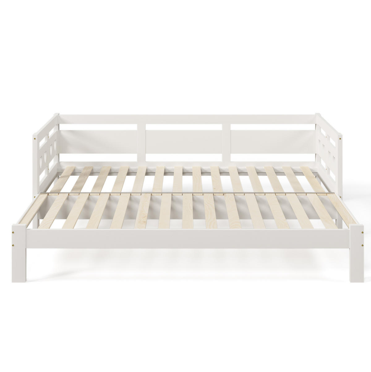 POLSTERBETT aus Kiefernholz & MDF 98-187x196x66 cm in Weiß mit Ausziehbett - Weiß, Holzwerkstoff (90/190cm) - Modfu