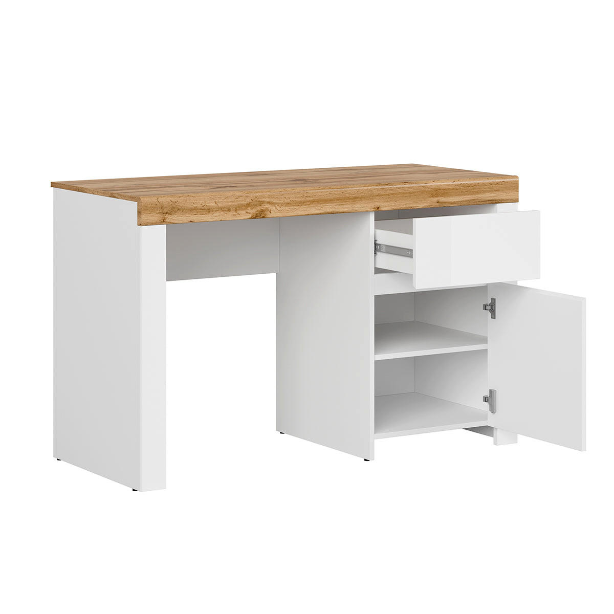 SCHREIBTISCH Hella Weiß und Holz - Weiß, Holzwerkstoff (56/130/82cm) - Petits-meubles