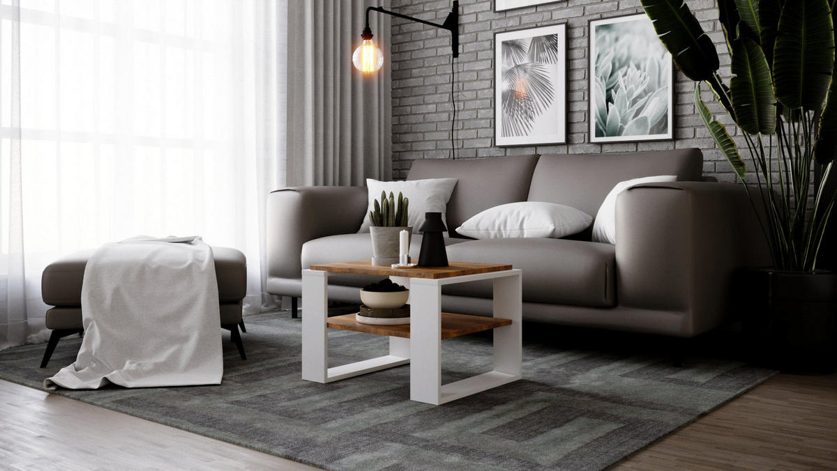 COUCHTISCH KAJA 61 - Alteiche/Weiß, Holz (54/61/44cm) - Mat-Haus