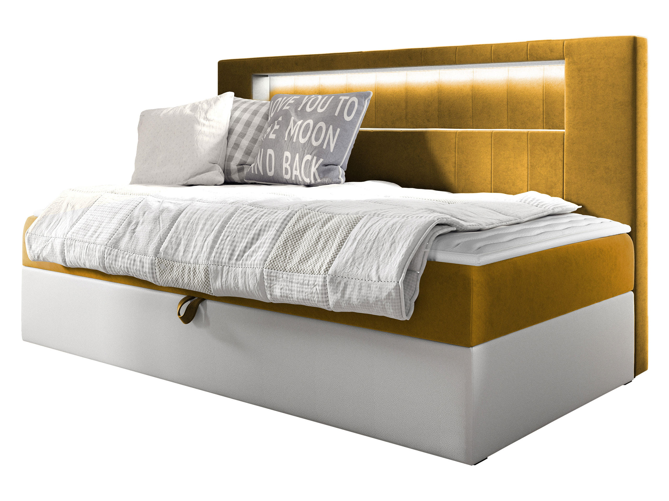BOXBETT Gold Junior 2 - Gelb/Weiß, Holz (80/200cm) - MIRJAN24