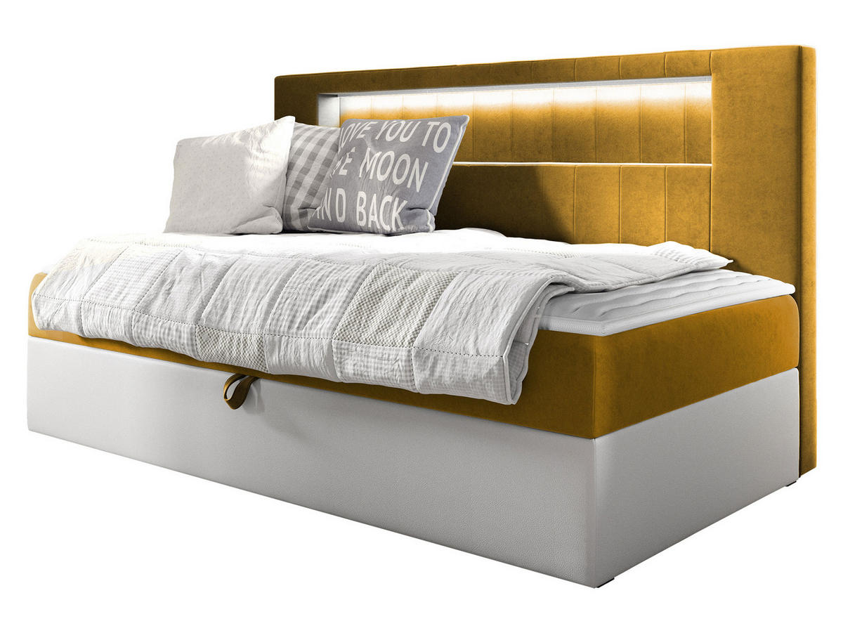 BOXBETT Gold Junior 2 - Gelb/Weiß, Holz (80/200cm) - MIRJAN24