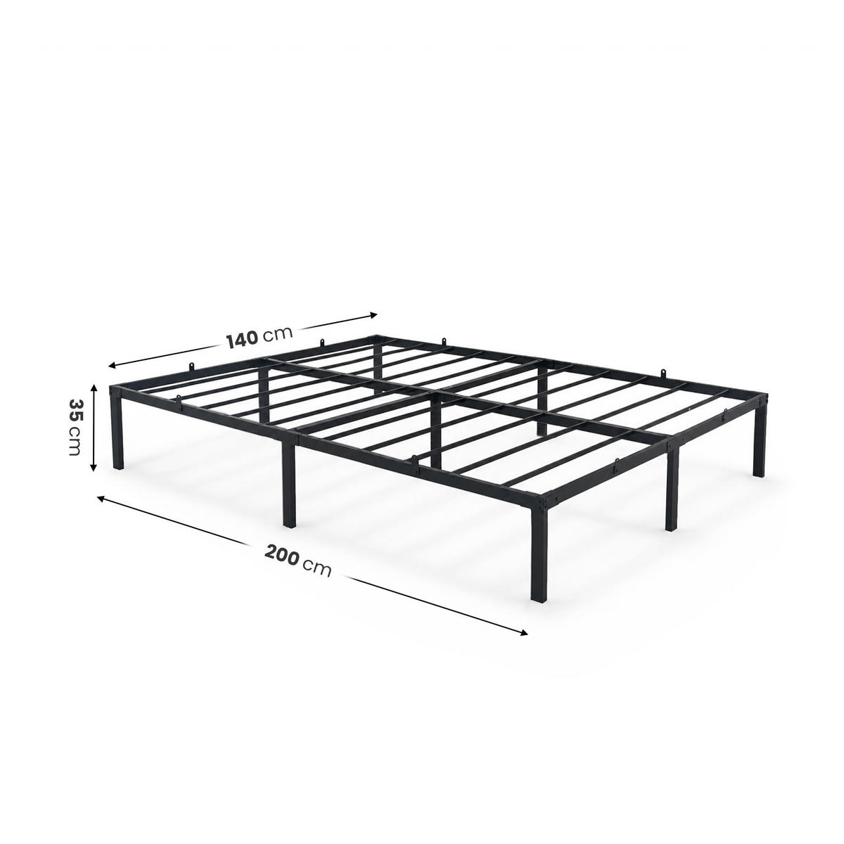 METALLBETT Klappbares 140x200 cm Schwarz - Schwarz, Metall - Akord