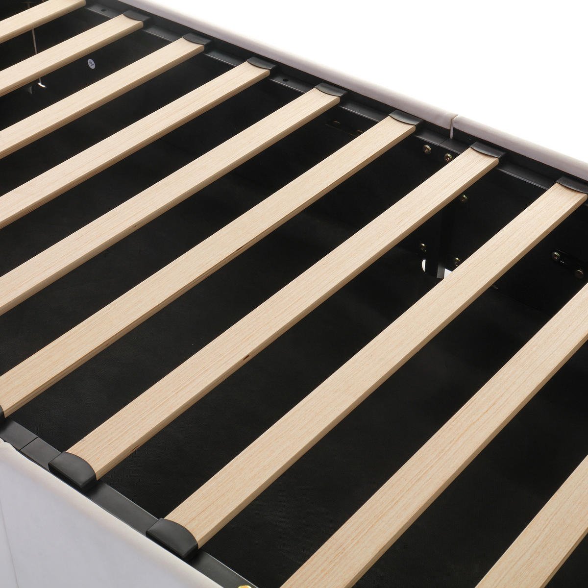 POLSTERBETT 90x200 Samt Lattenrost Kopfteil Beige - Beige, Holzwerkstoff - FLIEKS