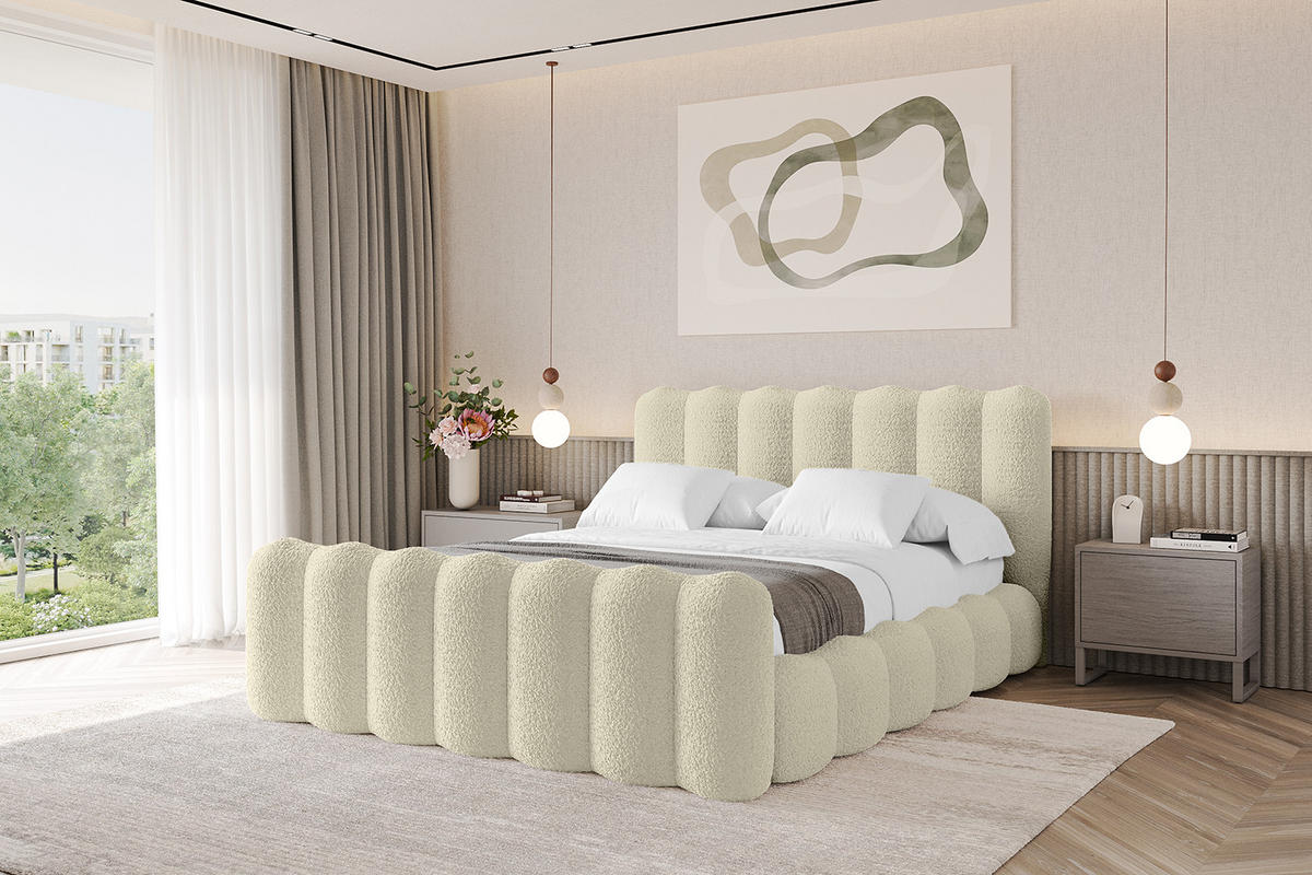 POLSTERBETT mit Bettkasten, Fußteil und Lattenrost, Bett mit Matratze H3/H4 - SORA-Z 120x200 Beige - Taupe, Holzwerkstoff/Textil (120/200cm) - ALTDECOR