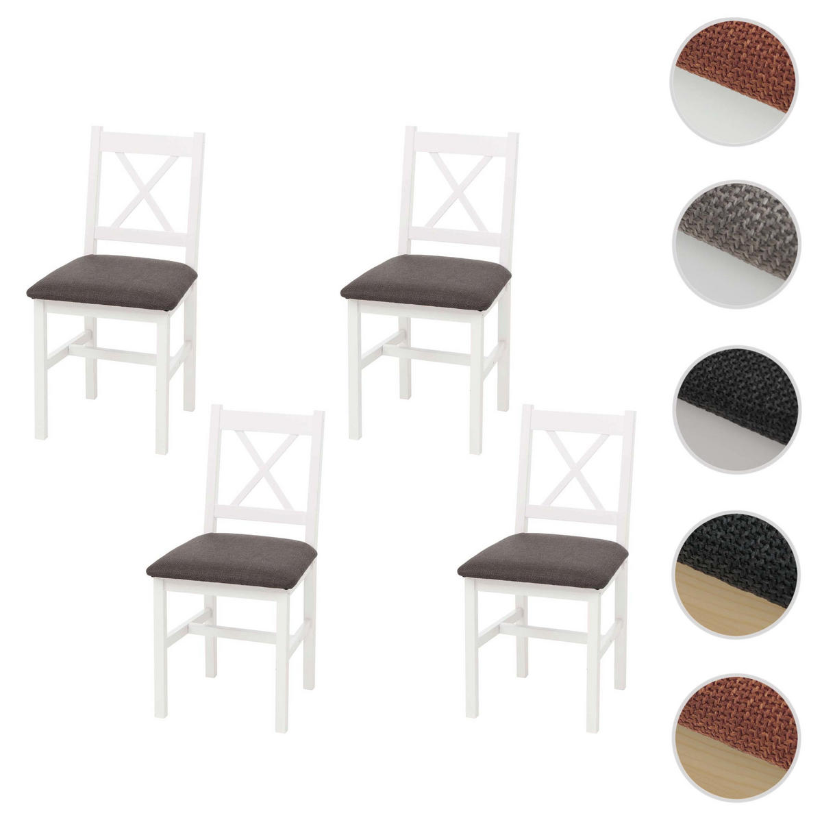 ESSZIMMERSTUHL Weiß, Grau 4er-Set - Weiß/Grau, Holz (43/85/44cm) - MCW