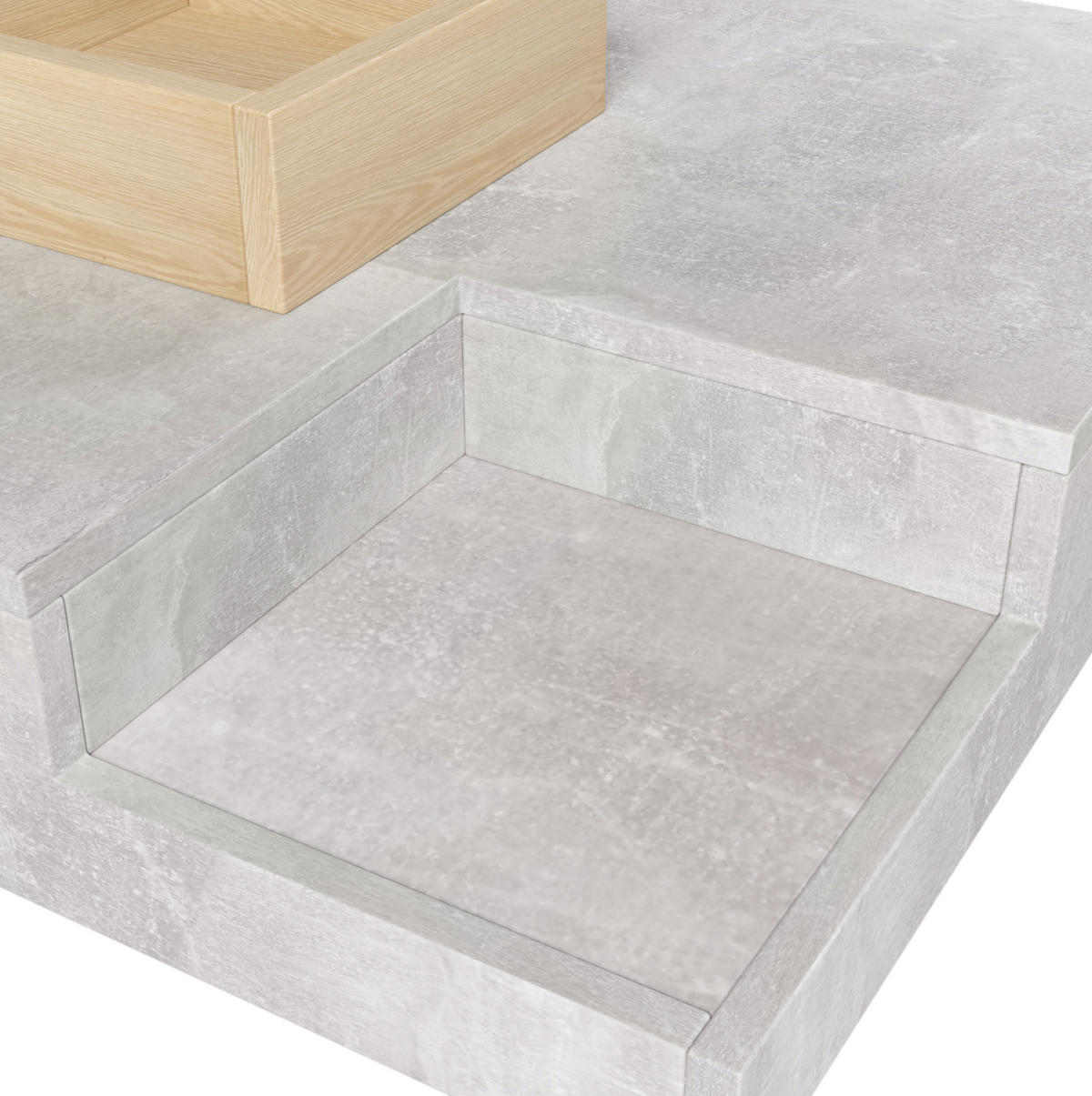 COUCHTISCH 72/72/30 cm in Betongrau mit herausnehmbarer Aufbewahrungsbox - Grau, Holzwerkstoff (72/72/30cm) - Flora Grace
