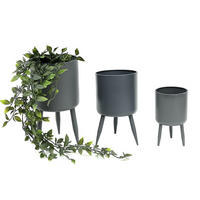 PFLANZTOPF mit Füßen 3er Set Metall Grau - Grau, Metall (15/27/15cm) - DanDiBo