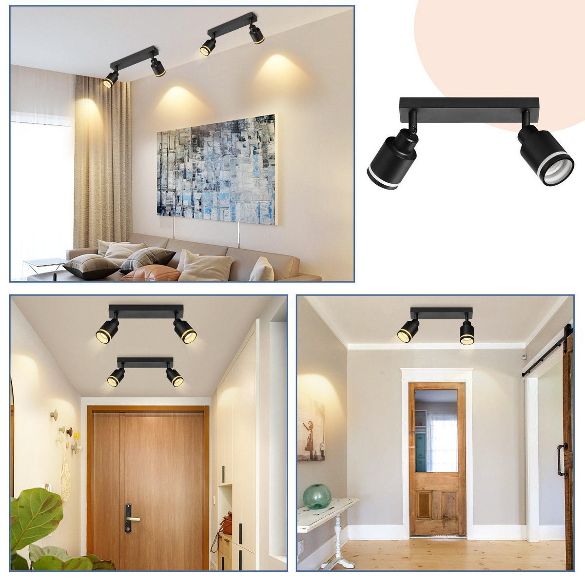 STRAHLER Saarbrücken 2-flammig 30/5/15.7 cm - Schwarz, Metall (30/5/15.7cm) - Nettlife