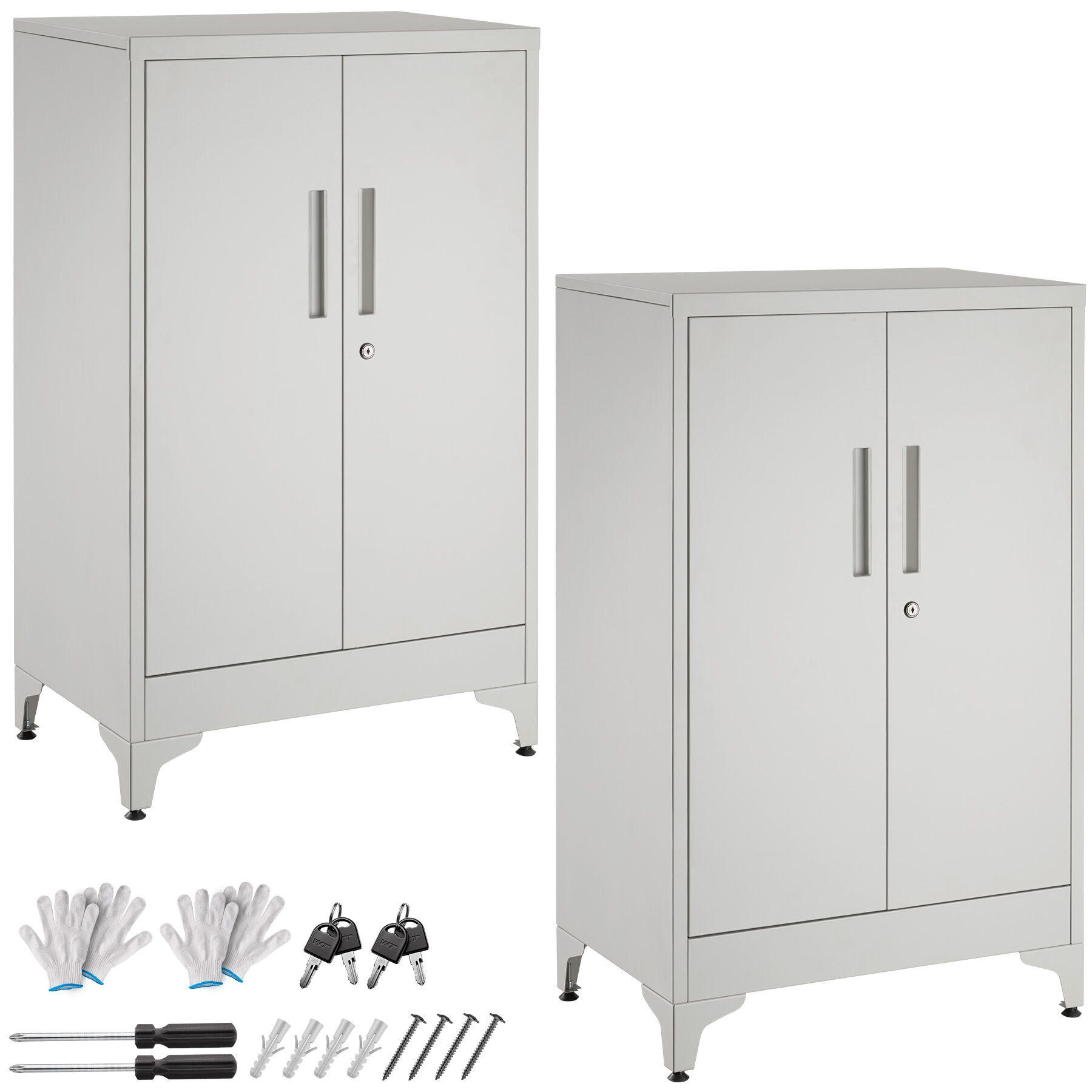 AKTENSCHRANK Blake, Kippschutz, höhenverstellbare Füße, grau - Grau, Metall (60/100/40cm) - tectake