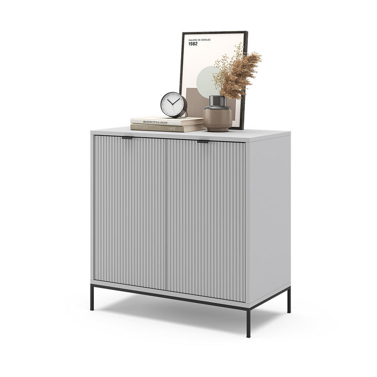 KOMMODE Eliza Grau 80 x 81.2 cm mit 2 Türen - Grau, Holzwerkstoff (42/81.2/80cm) - Vicco