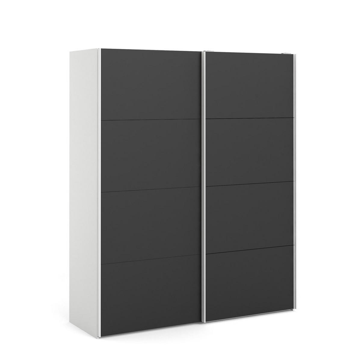 SCHWEBETÜRENSCHRANK mattschwarz - Weiß, Holzwerkstoff (183/221/61cm) - ebuy24