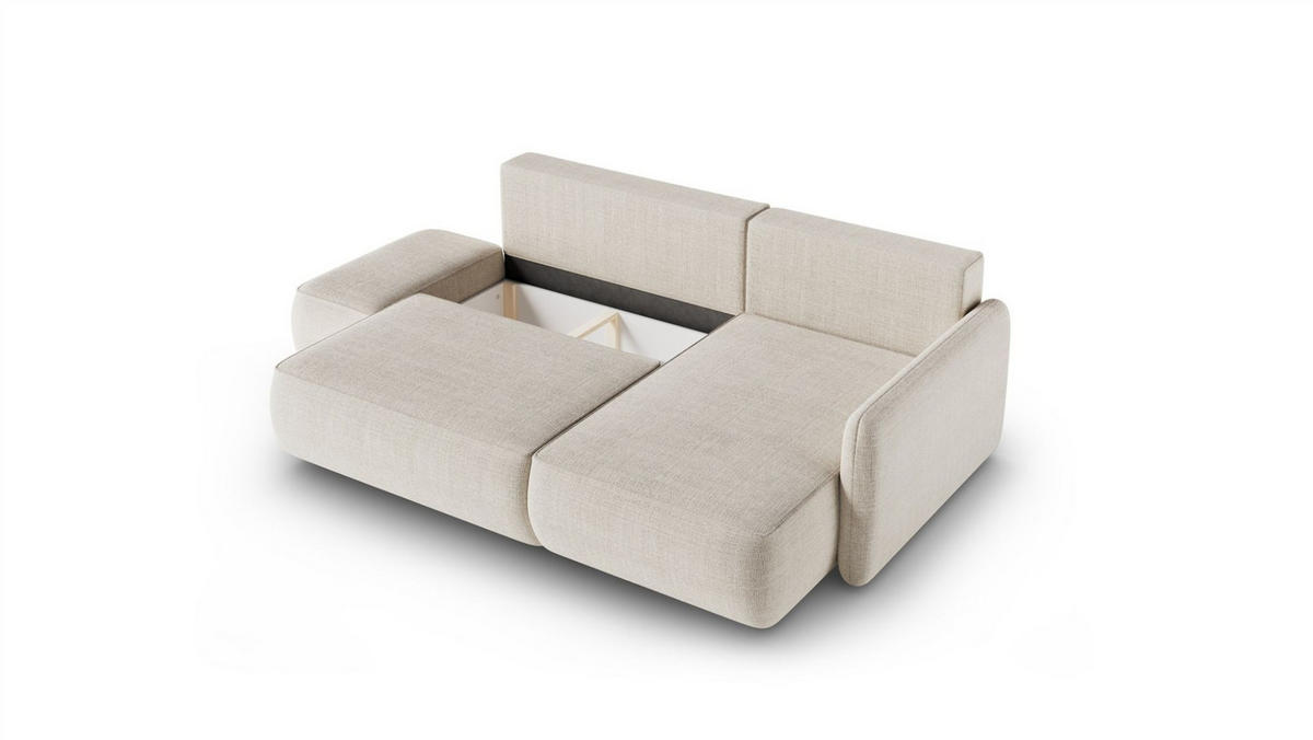 ECKSOFA Luka Mit Schlaffunktion - Beige, Holzwerkstoff/Textil (148/229cm) - Fun Möbel