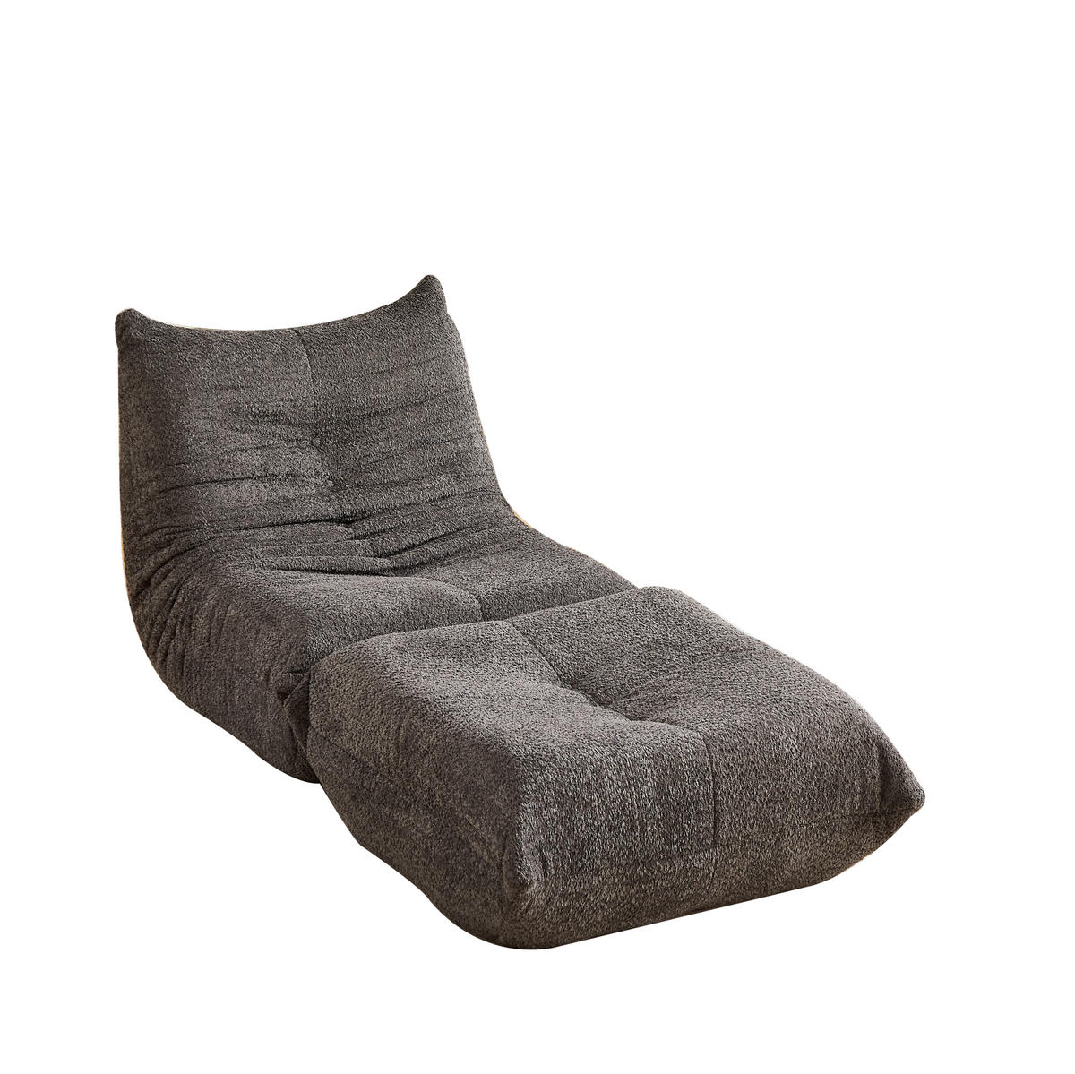 SCHLAFSESSEL mit Fußstütze Chenille Grau - Grau, Kunststoff (94/71/185cm) - Beauniv