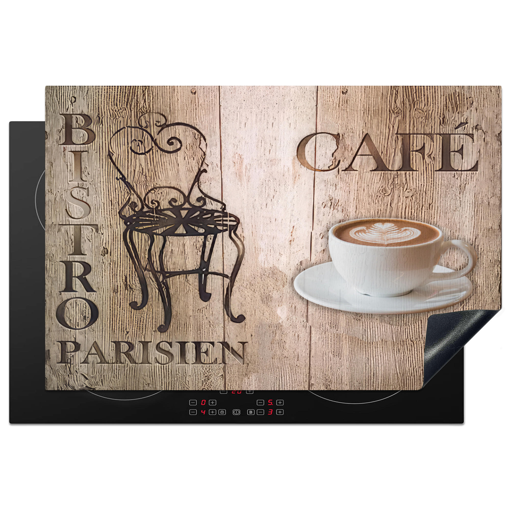 MuchoWow KRYT NA INDUKČNÍ DESKU Bistro Parisien - Kavárna - Káva - Vintage 77x51 cm