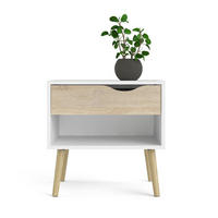 NACHTTISCH mit 1 Schublade, 1 Fach weiß und Eiche Dekor billund 50,2/39,1/49,7 cm - Weiß, Holzwerkstoff (50/50/39cm) - ebuy24