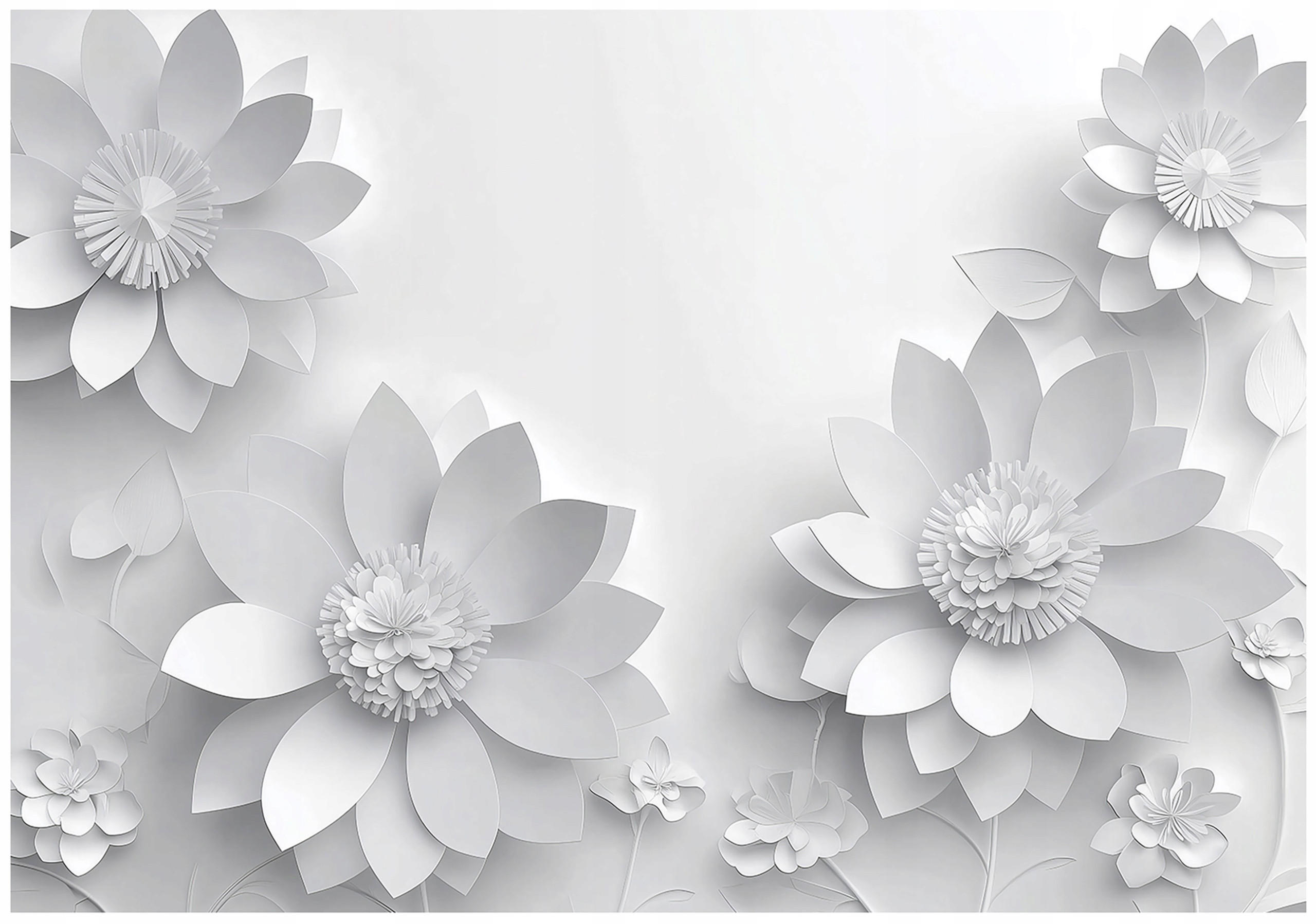 FOTOTAPETE 3D Effekt Blumen Grau Wohnzimmer Vlies Tapete 150x105 - Multicolor, Papier (150/105cm) - Wallarena