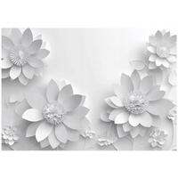 FOTOTAPETE 3D Effekt Blumen Grau Wohnzimmer Vlies Tapete 350x250 - Multicolor, Papier (350/250cm) - Wallarena