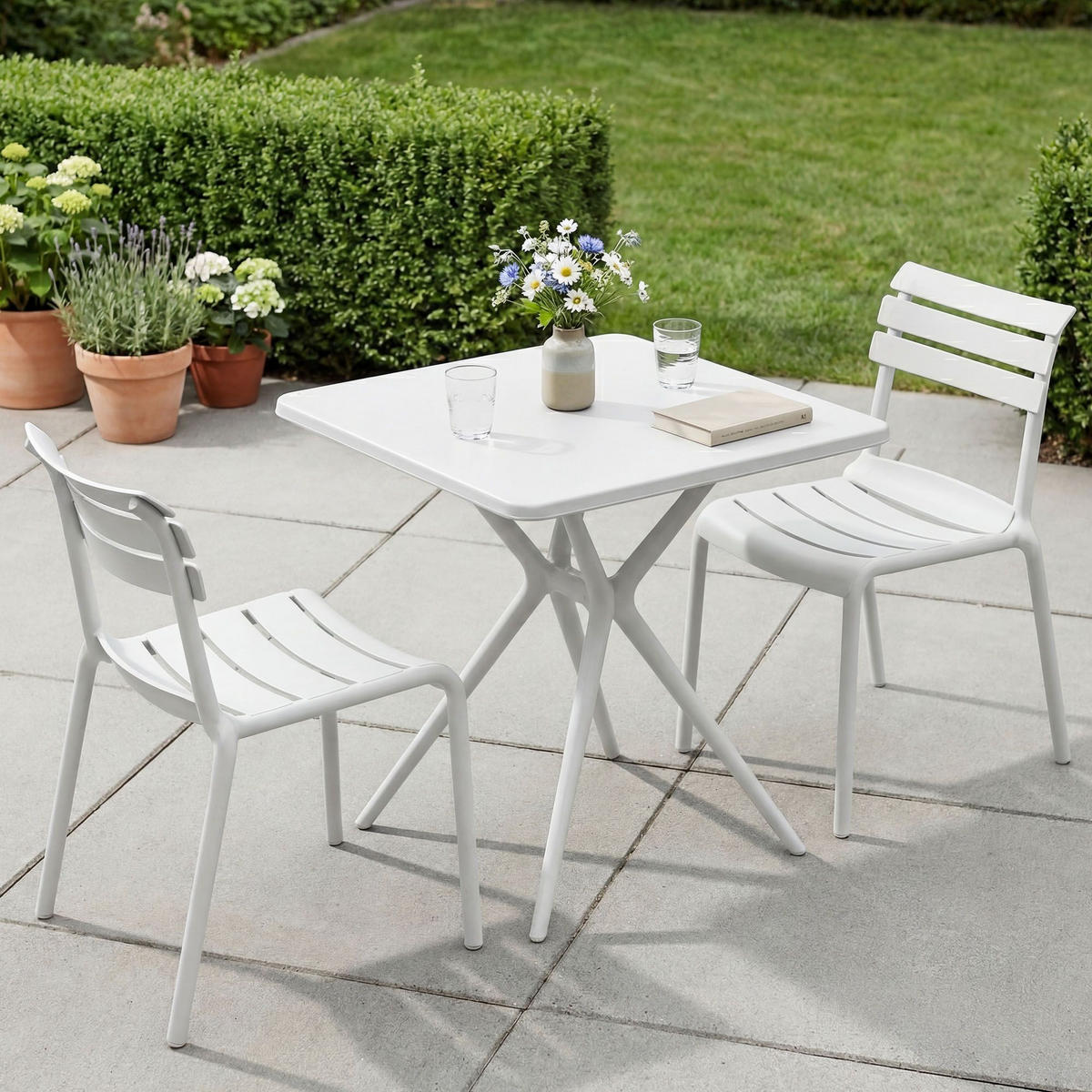 GARTENSITZGRUPPE 2 Kunststoff Weiß - Weiß, Kunststoff - CLP