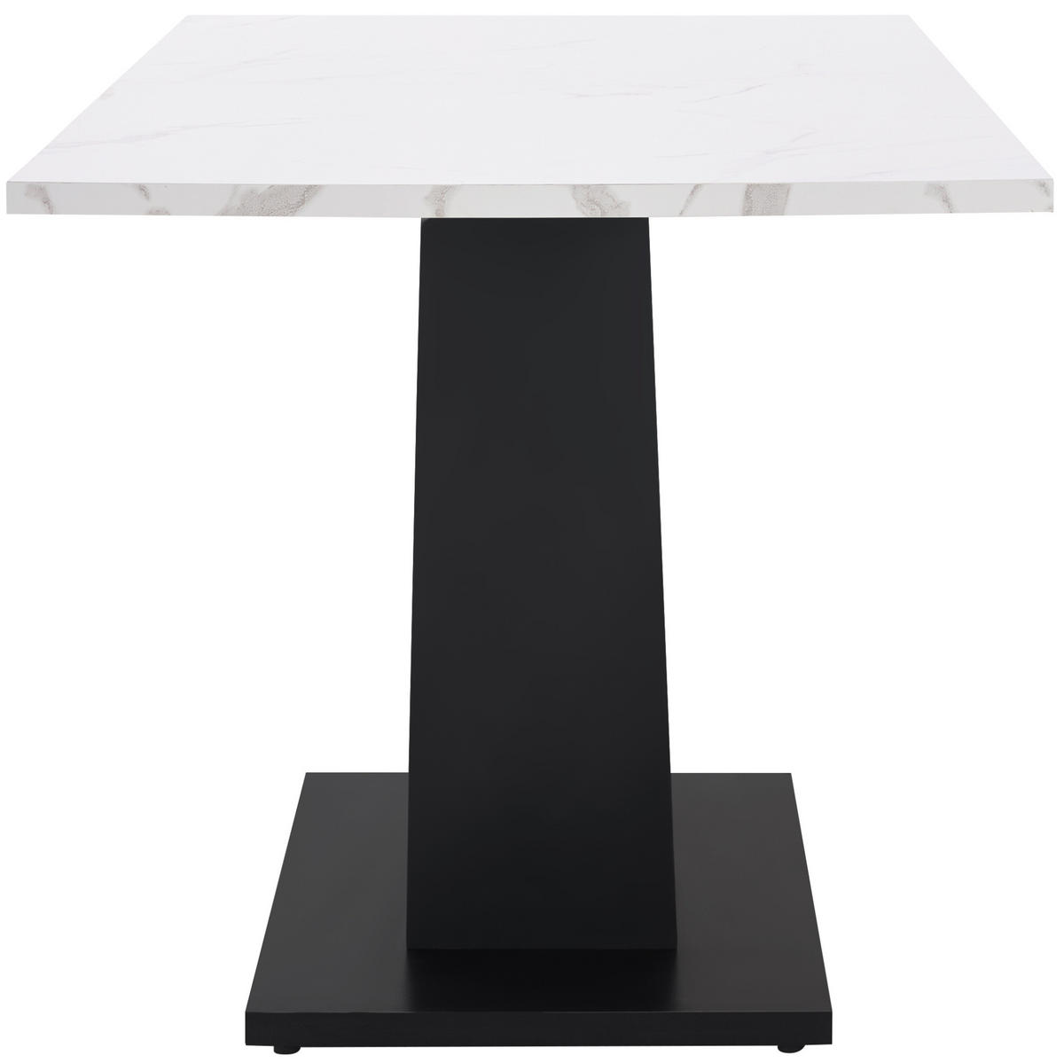 ESSTISCH aus MDF und Metall 140x75x75,5 cm Weiß/Schwarz mit Marmormuster und verstellbaren Füßen - Weiß, Holzwerkstoff (140/75/75.5cm) - Modfu