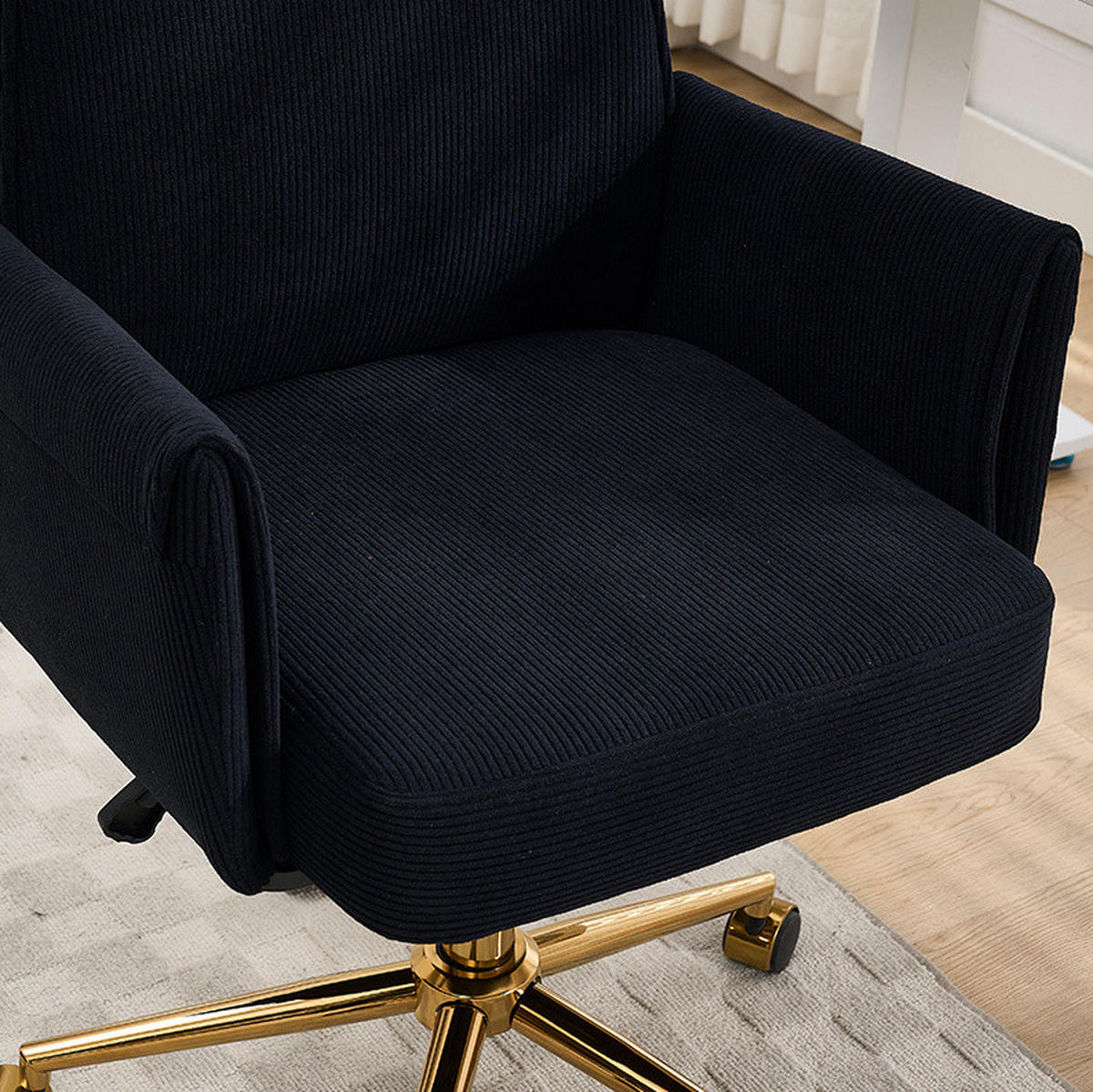 BÜRODREHSTUHL ergonomisch Cord Black - Schwarz, Kunststoff (61/107/64cm) - Meubliv
