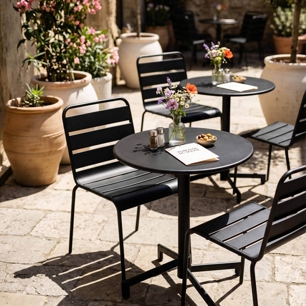 BISTROTISCH, Schwarz - Schwarz, Metall (70/70/72cm) - Oviala