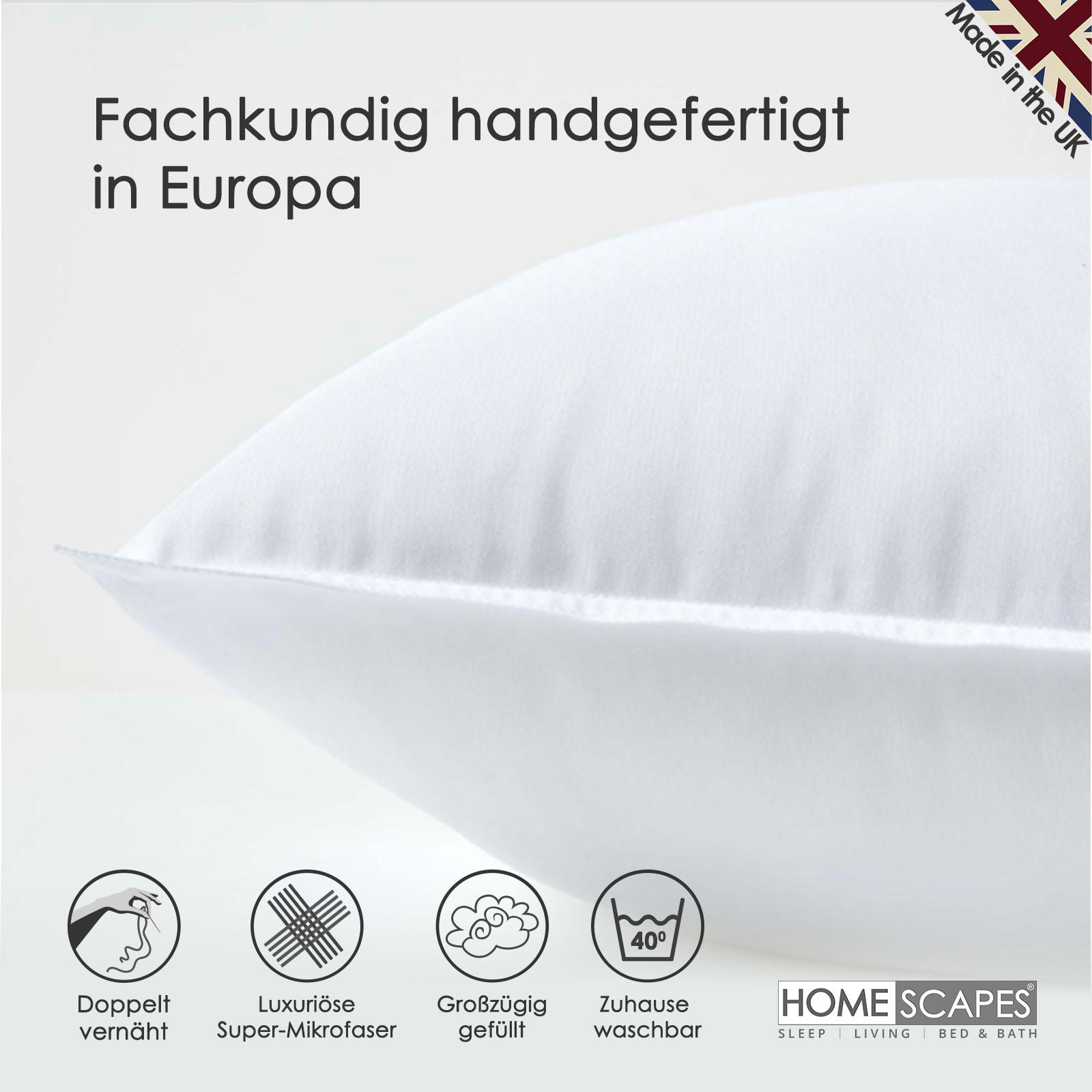 FÜLLKISSEN 2er-Set – 30/40 cm, Super-Mikrofaser - Weiß, Textil (30/40cm) - Homescapes