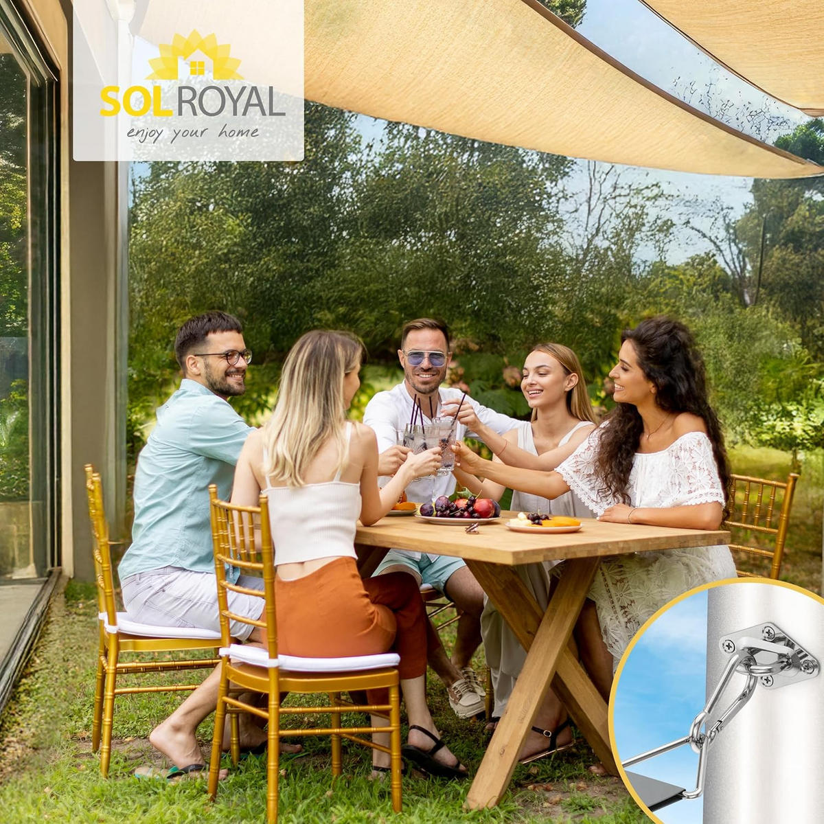 BEFESTIGUNGSSET SolVision für Sonnensegel M8 - Silberfarben, Metall (12/20cm) - Sol Royal