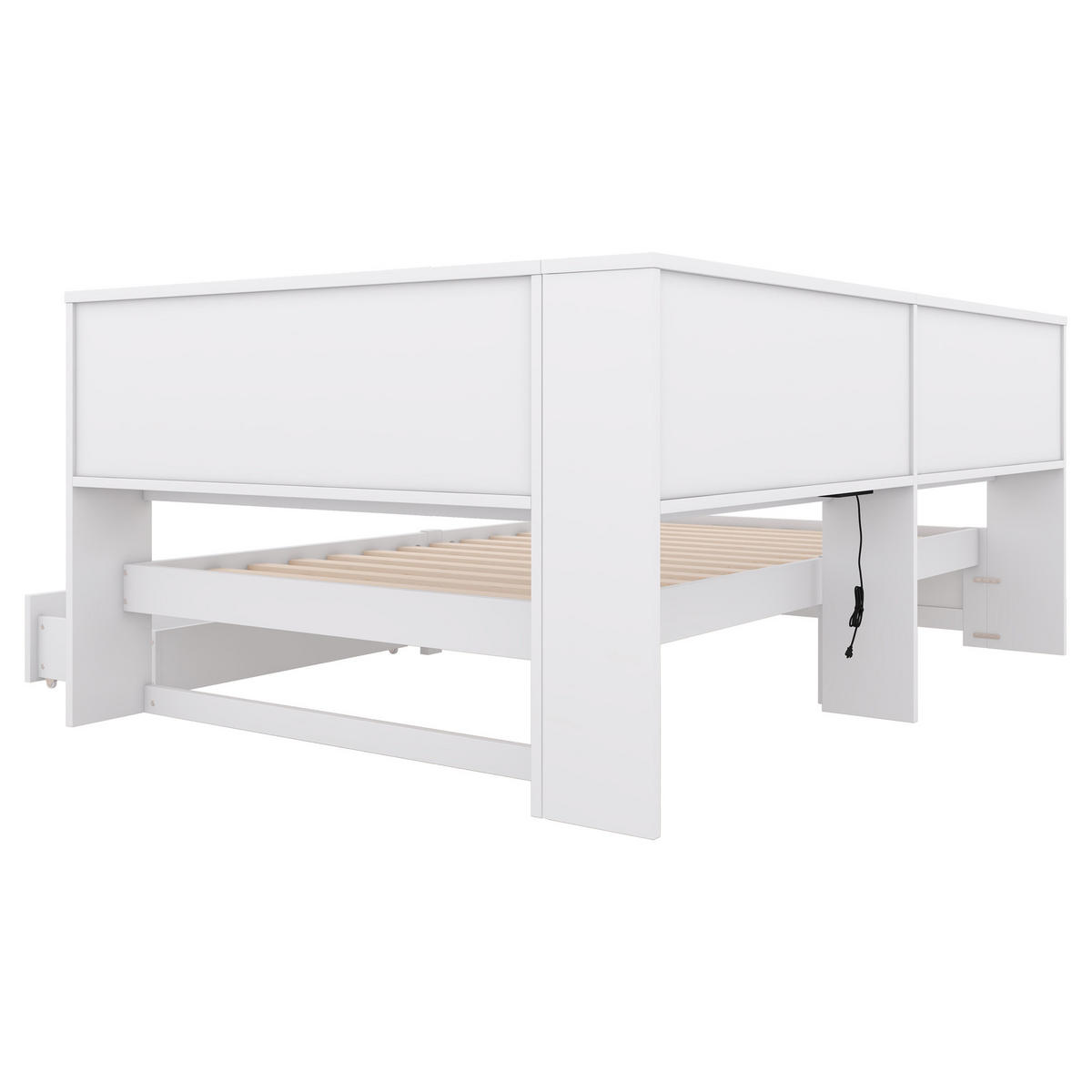 STAURAUMBETT 90/200 cm DE-04793, mit 2 Schubladen in Weiß - Weiß, Holzwerkstoff (140/200cm) - ComfortXL