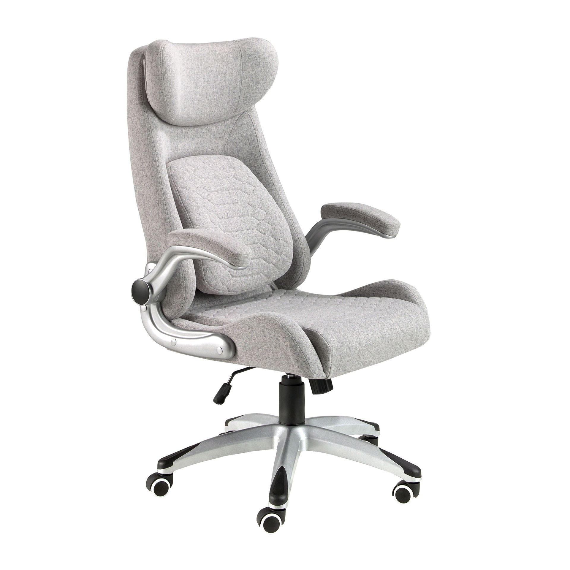 CHEFSESSEL Drehbarer Bürostuhl aus grauem Stoff 73/69/114 cm - Silberfarben/Grau, Kunststoff/Textil (73/114/69cm) - ANGEL CERDA