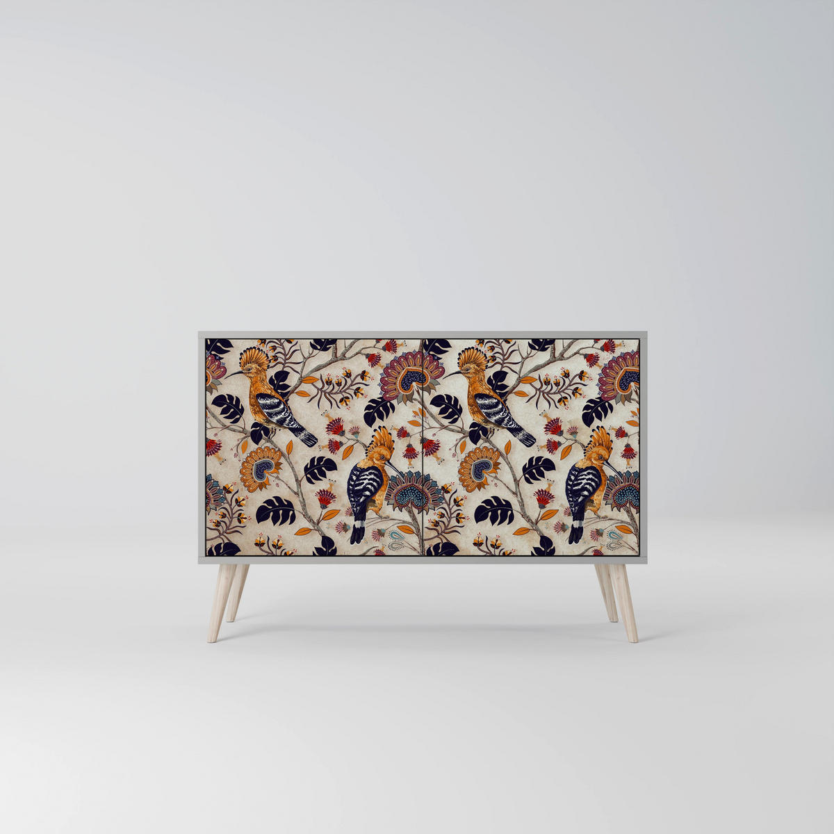 SIDEBOARD EMINENT HOOPOE, Eicheneffekt, 111x42x77,5 cm, 2 Türen - Eichefarben/Buchefarben, Holzwerkstoff/Buchenholz (111/77.5/42cm) - SpaceRebels