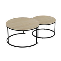 COUCHTISCH 80/80/45 cm in Eichefarben mit Metallgestell, 2-teilig verschachtelbar - Eichefarben, Metall (80/80/45cm) - BEAOK