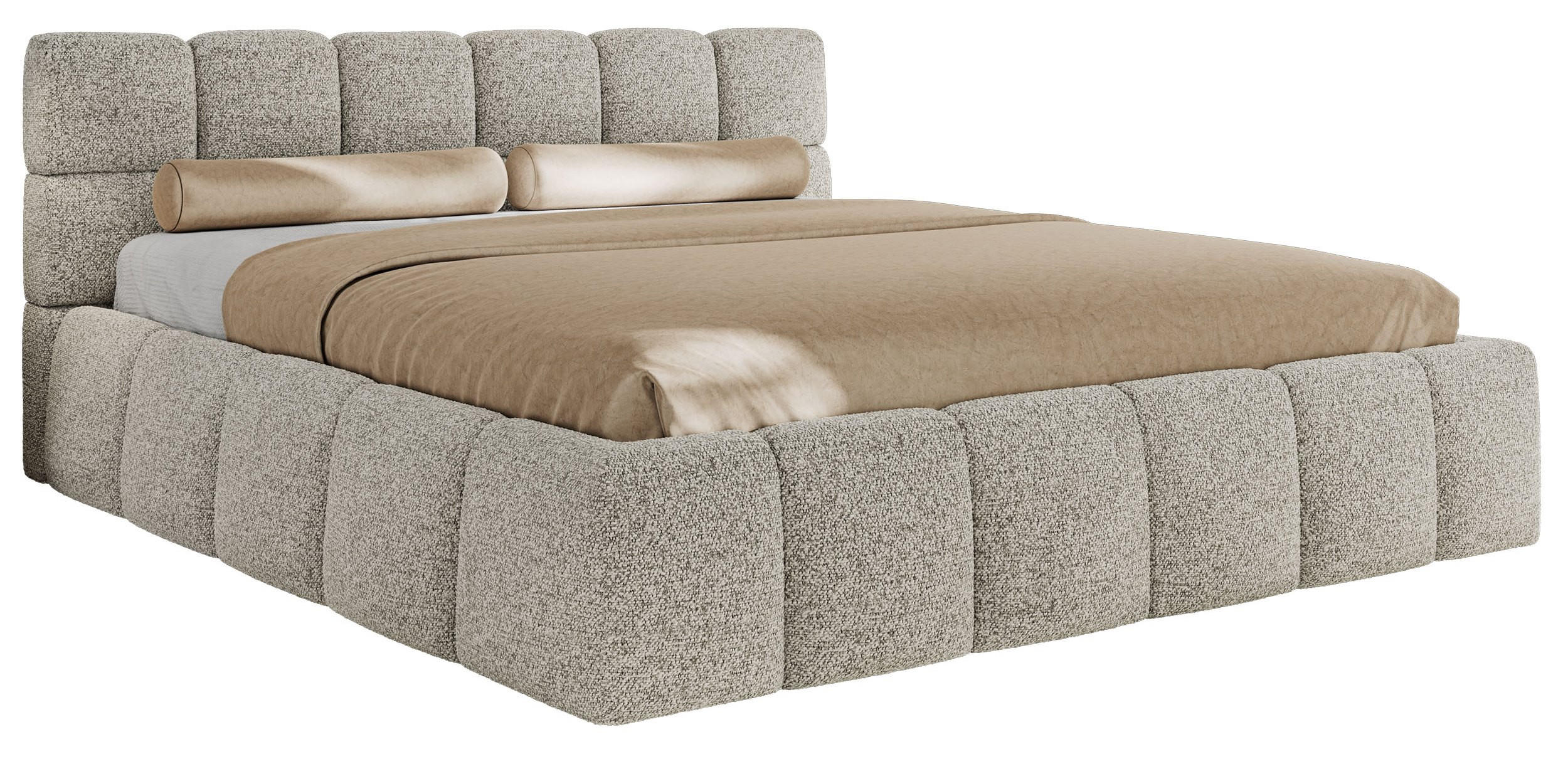 POLSTERBETT NIRA CLASSIC 200/200 - Hellgrau Strukture - Schaum-Matratze - Hellgrau, Textil (200/200cm) - MKS