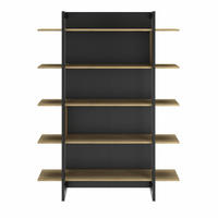 BÜCHERREGAL 5 Regale L136 cm - Russel - Schwarz, Holzwerkstoff (44/180/136cm) - Calicosy