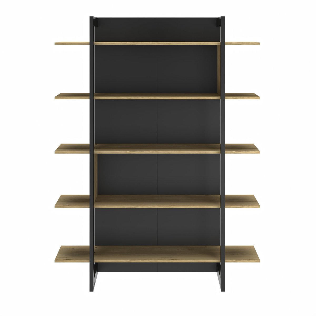 BÜCHERREGAL 5 Regale L136 cm - Russel - Schwarz, Holzwerkstoff (44/180/136cm) - Calicosy
