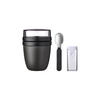 LUNCHPOT + FALTBARER LÖFFEL Ellipse Nordic Black 500 + 200 ml - Schwarz, Kunststoff (10.7/16.9/10.7cm) - Mepal
