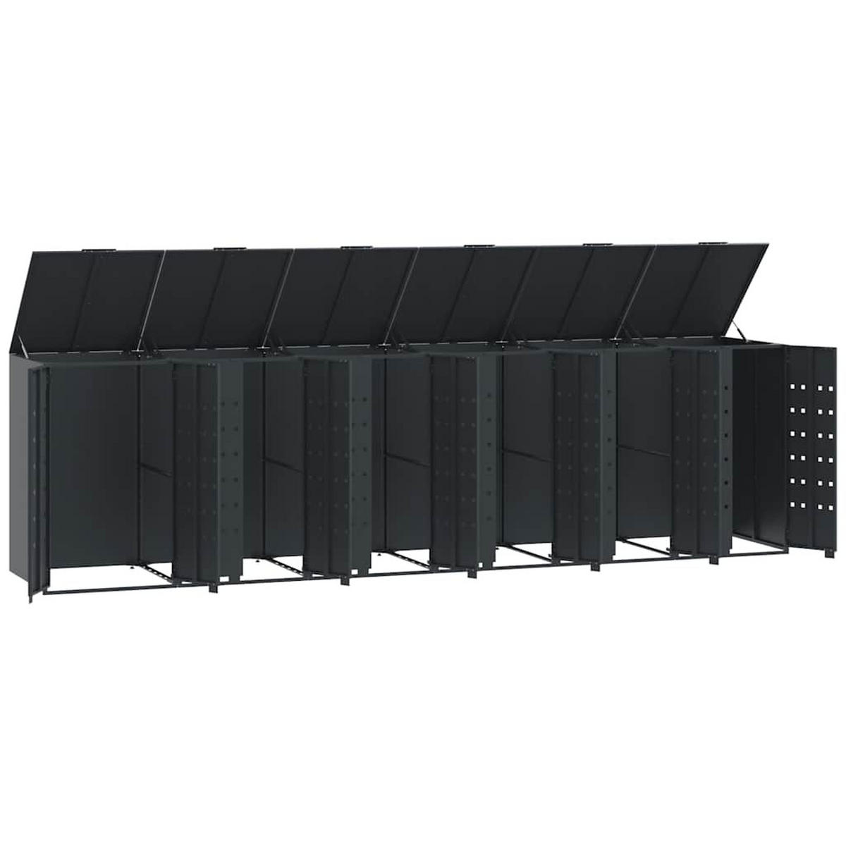 MÜLLTONNENBOX Gorilo für 6 Tonnen Anthrazit 414x79x117 cm - Anthrazit, Metall (414/117/79cm) - DELUKE