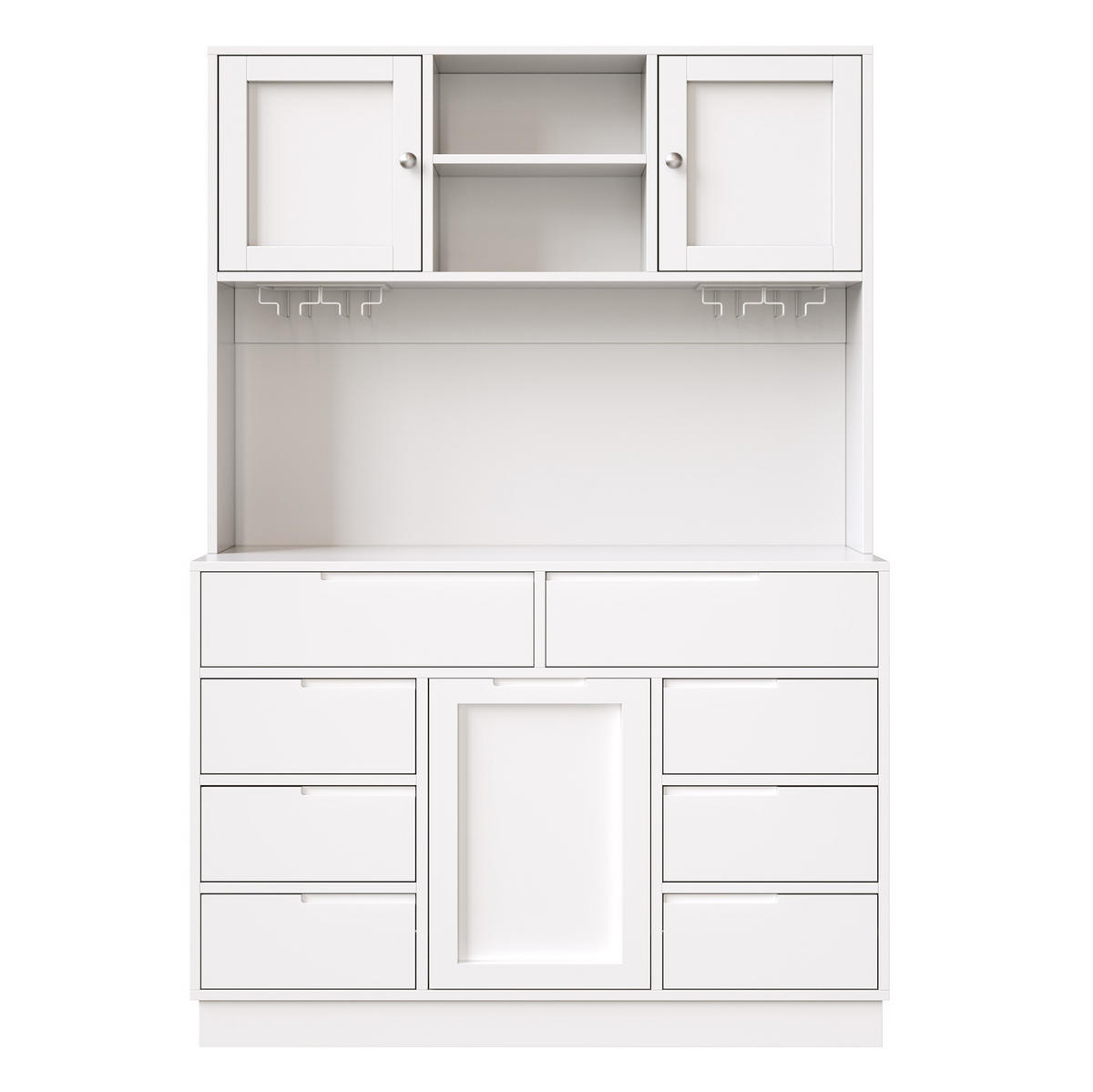 KÜCHENSCHRANK mit LED 120 x 40 x 183,5 cm MDF Weiß - Weiß, Holzwerkstoff (40/183.5/120cm) - Meubliv