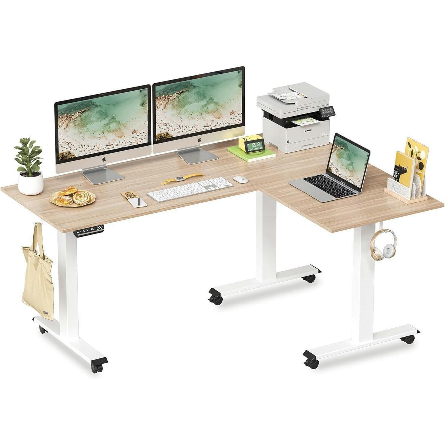 STEHSCHREIBTISCH L-Form Hell Walnuss 160 x 120 cm - Braun, Holzwerkstoff (120/160/70cm)