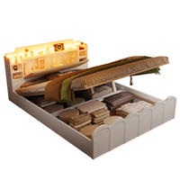 POLSTERBETT 140/200 cm Weiß mit Stauraum, LED-Beleuchtung und USB- und Type-C-Anschlüssen - Weiß, Holzwerkstoff (140/200cm) - Flora Grace
