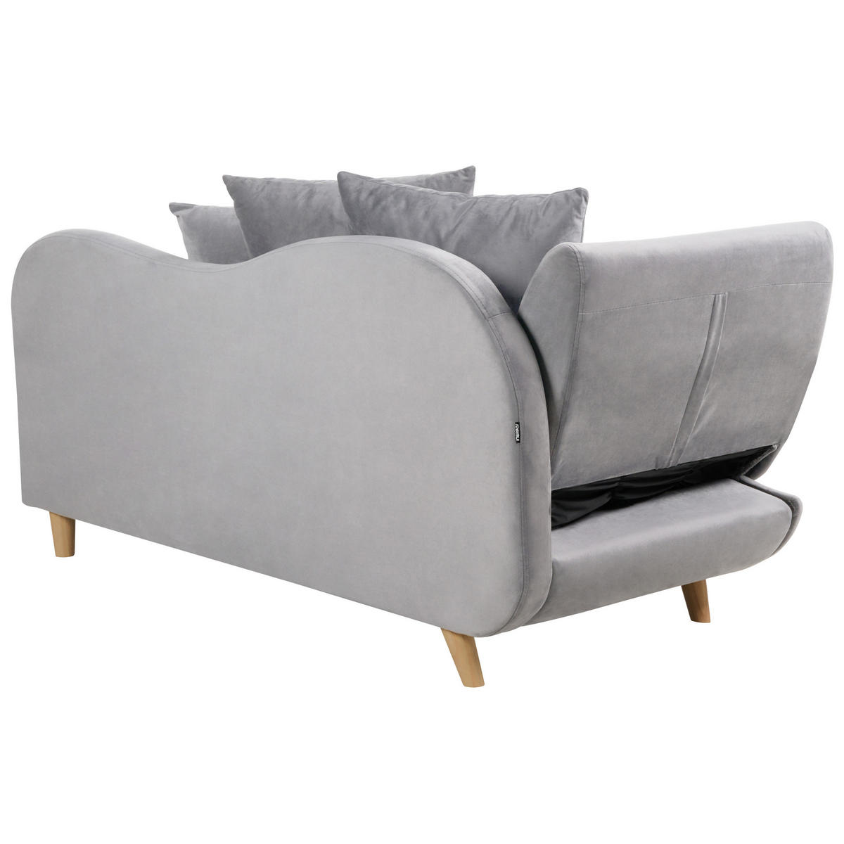 CHAISELONGUE Samtstoff hellgrau mit Bettkasten linksseitig Meri - Hellbraun/Grau, Textil (156/73/69cm) - Beliani