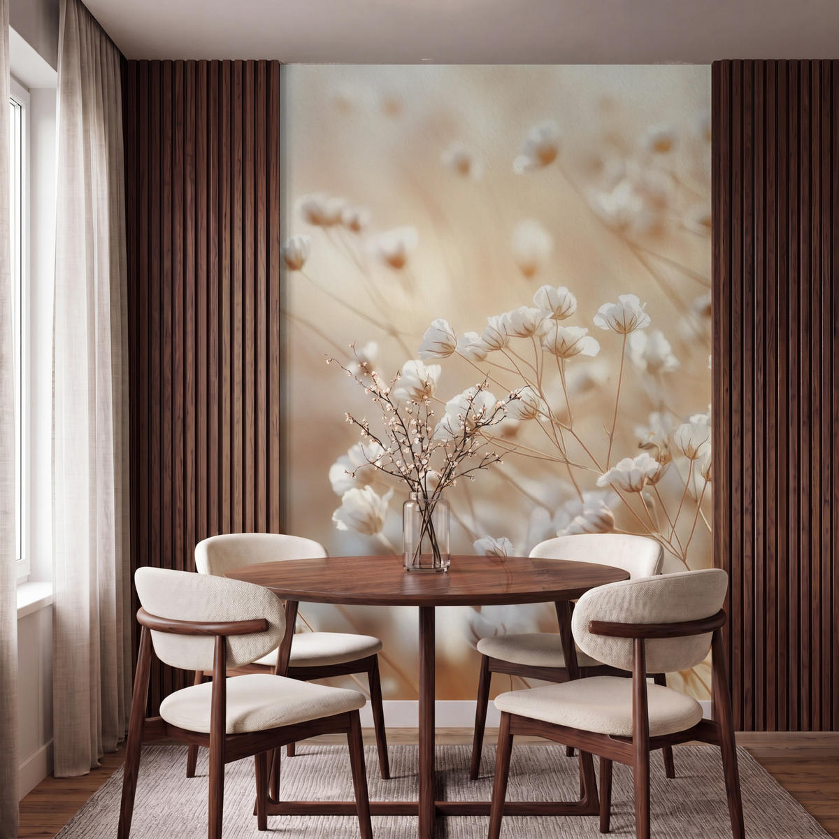 TAPETE - Wild - Blumen - Weiß - 160x240 cm - Creme, Papier (160/240cm) - OnlyWow