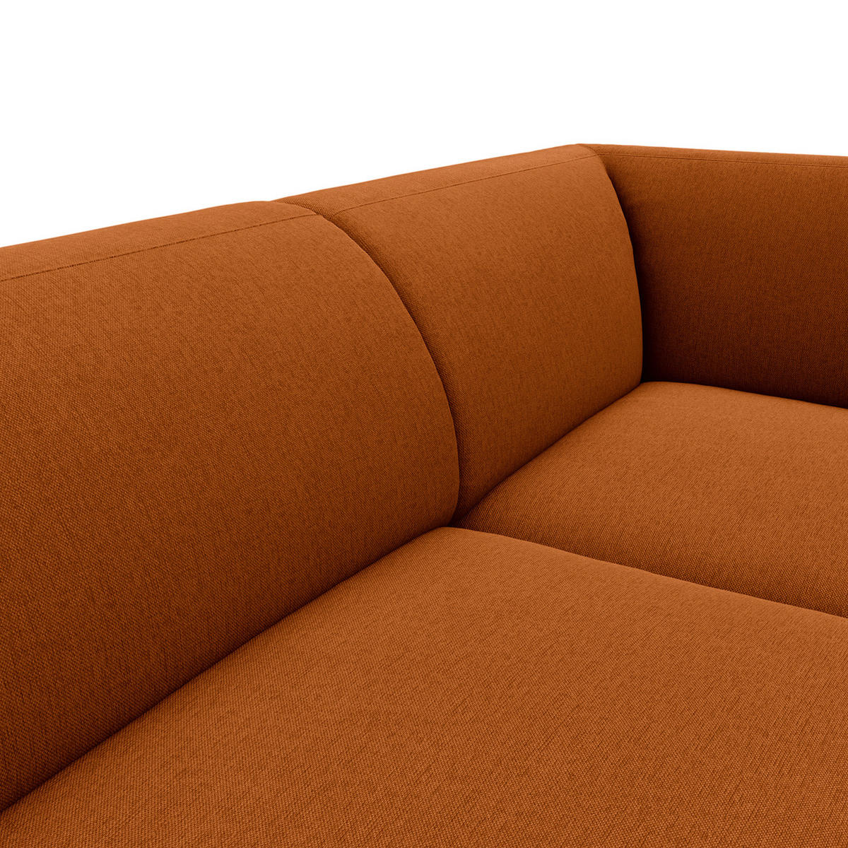 2,5-SITZER ECKSOFA mit Ottomane - Rostfarben/Schwarz, Textil/Metall (252/205cm) - home24