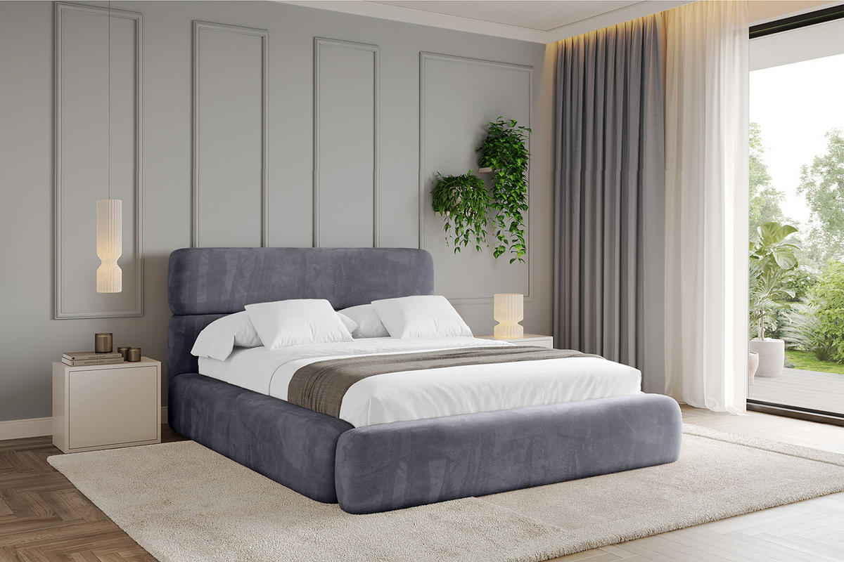 POLSTERBETT mit Bettkasten und Lattenrost, Bett mit Matratze H3/H4 - ENORA 200x200 Dunkelgrau - Dunkelgrau, Holzwerkstoff/Textil (200/200cm) - ALTDECOR