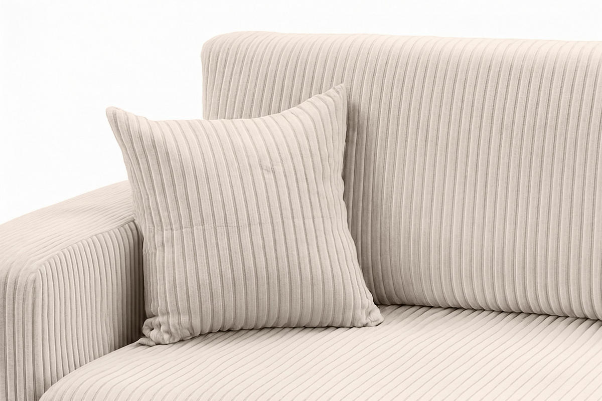 ECKSOFA Mit Schlaffunktion, Cordstoff Poso, Beige, Rechts, ROUND ONE XL - Creme, Holz (271/175cm) - Kaiser Möbel