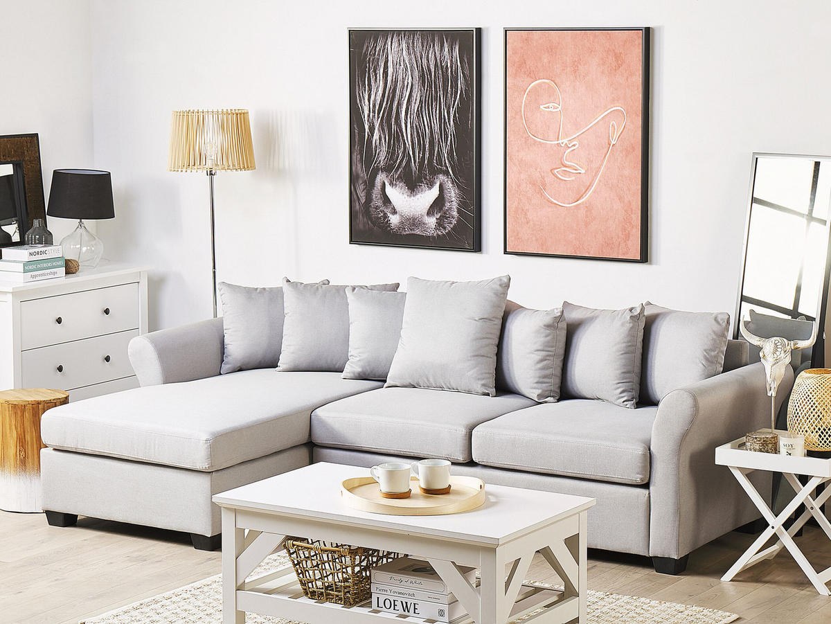 ECKSOFA Polsterbezug Hellgrau Vikna - Hellgrau, Textil (250/140cm) - Beliani