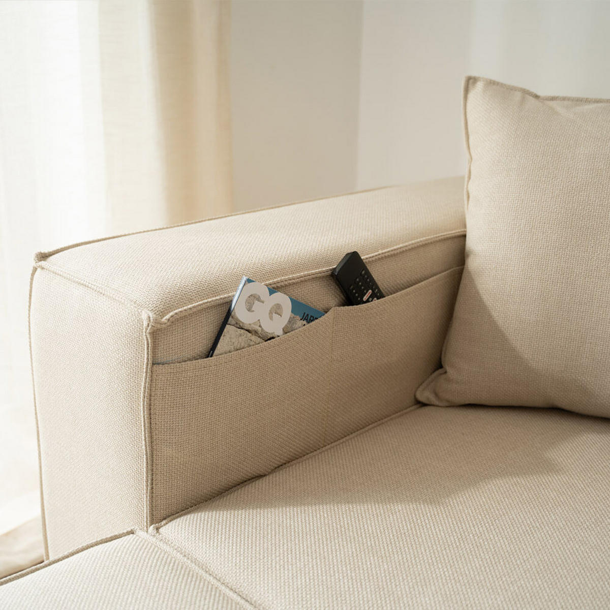 SOFA VERONA M - Beige, M - Beige, Kunststoff/Textil (327/70/120cm) - Home Deluxe