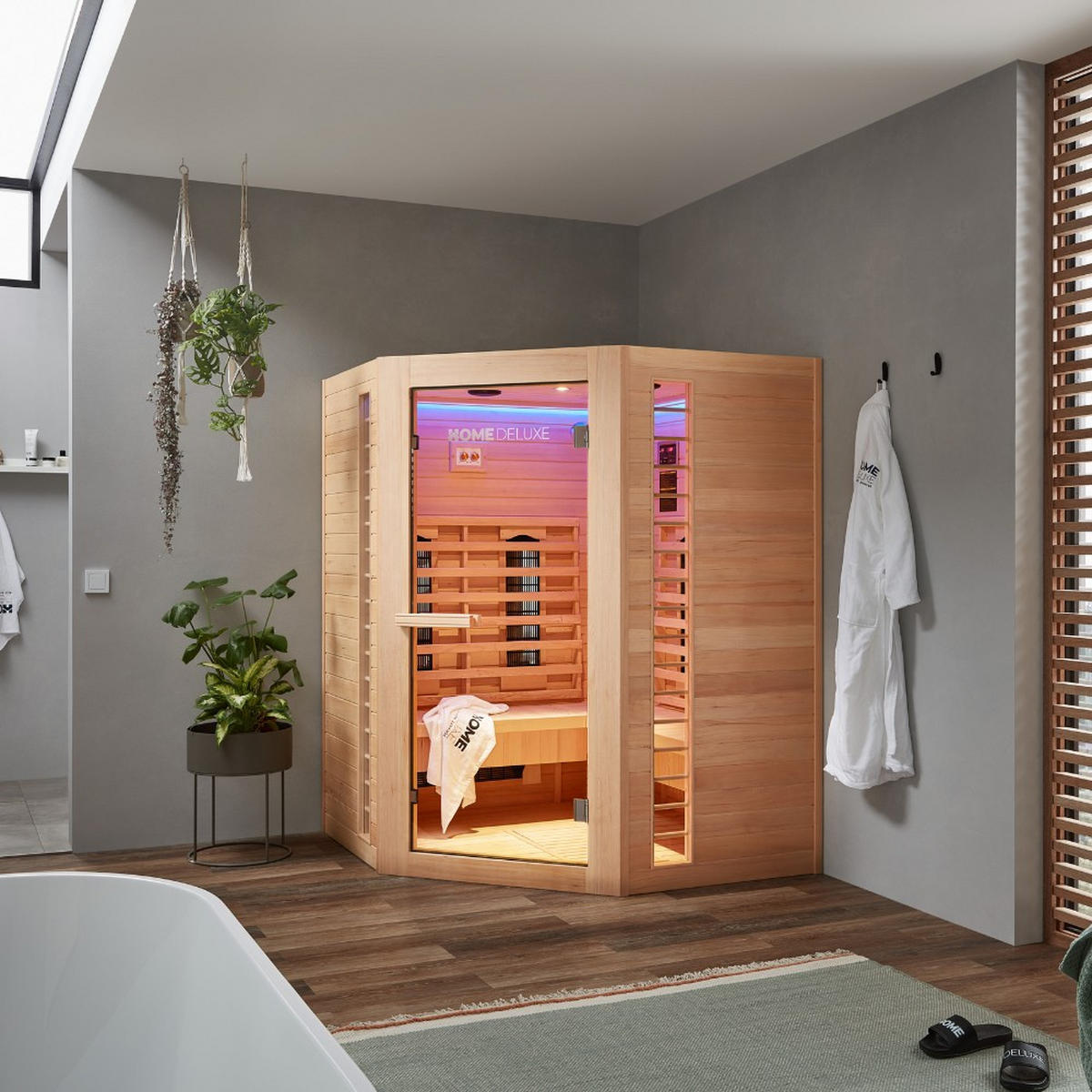 INFRAROTKABINE REDSUN DELUXE XXL - Braun, Holz (150/190/150cm) - Home Deluxe