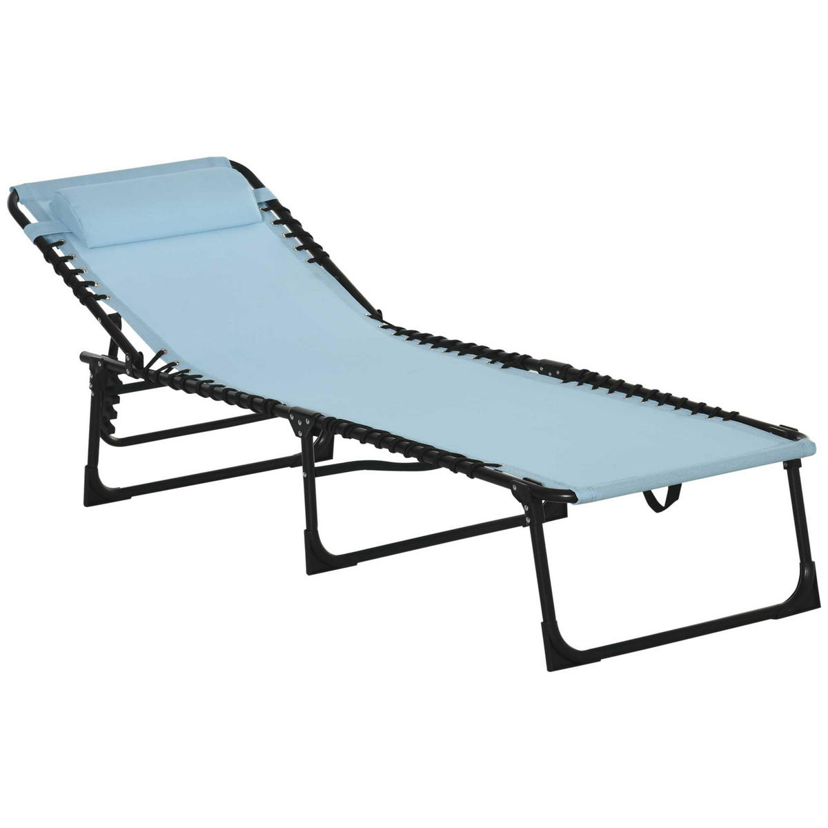 SONNENLIEGE Klappbare 4-fach verstellbar Stahlrahmen 189 x 58 x 30 cm ,Blau - Grün, Metall (58/30/189cm) - Vallsero