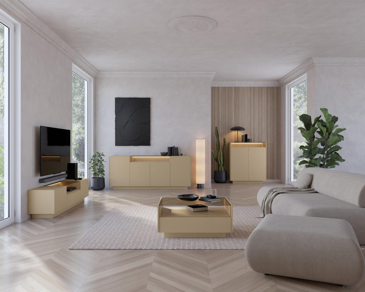 TV-SCHRANK: Kakao + Cremona-Eiche, 203 x 43,4 x 39,5 cm - Braun, Holzwerkstoff (203/43.4/39.5cm) - 3XE LIVING