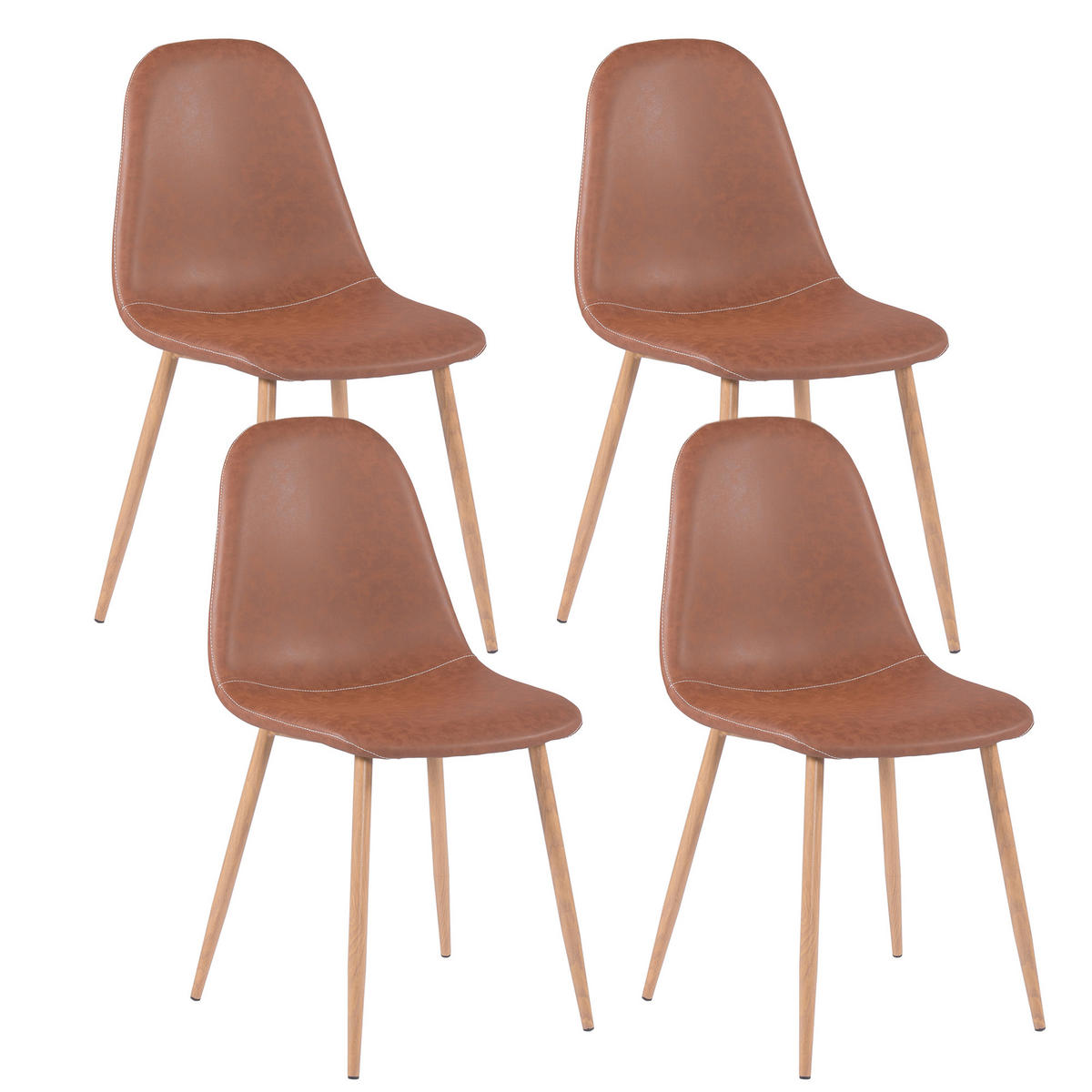 STUHL-SET 4 Stück in Eisen Vintage - Eichefarben/Braun, Holzwerkstoff/Textil (46/86/47cm) - Urban Meuble